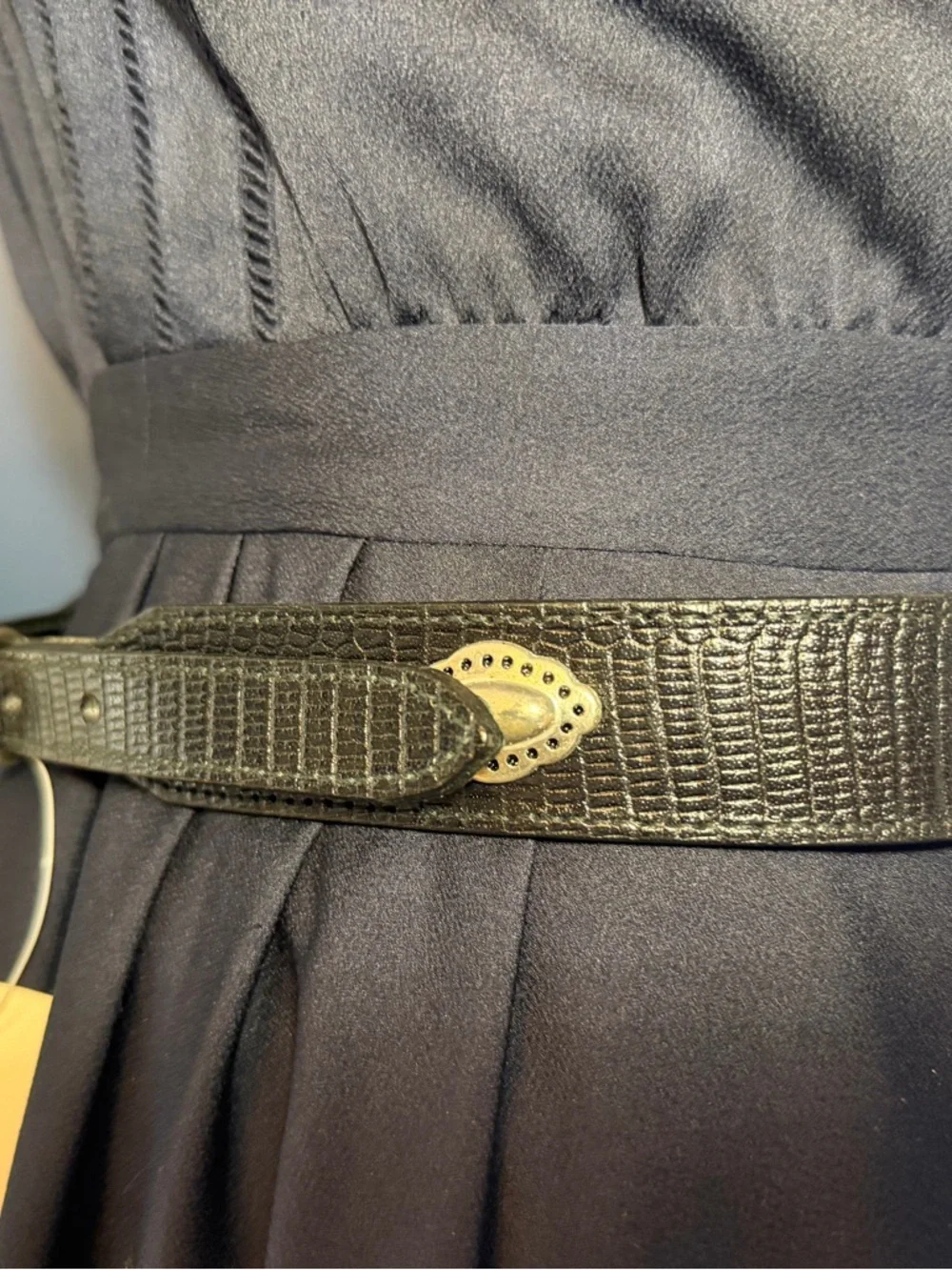Talbots Black Textured Leather Belt with Silver-Tone Buckle and Conchos - Picture 5 of 16